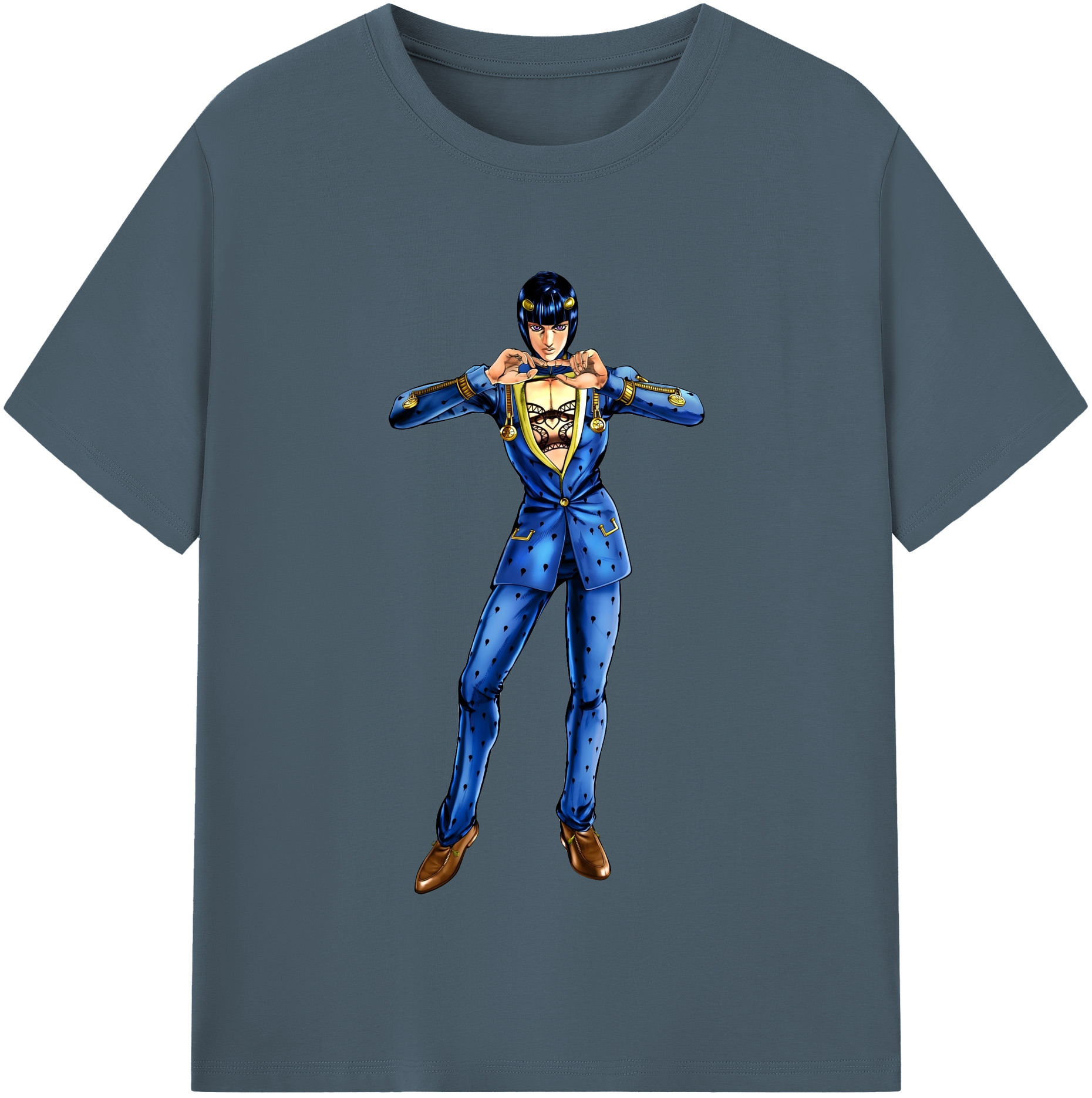 （画像用） ジョジョの奇妙な冒険 ブローノ?ブチャラティ JoJo's Bizarre Adventure Bruno Bucciarati 綿100％半袖Tシャツ（フロントプリント）